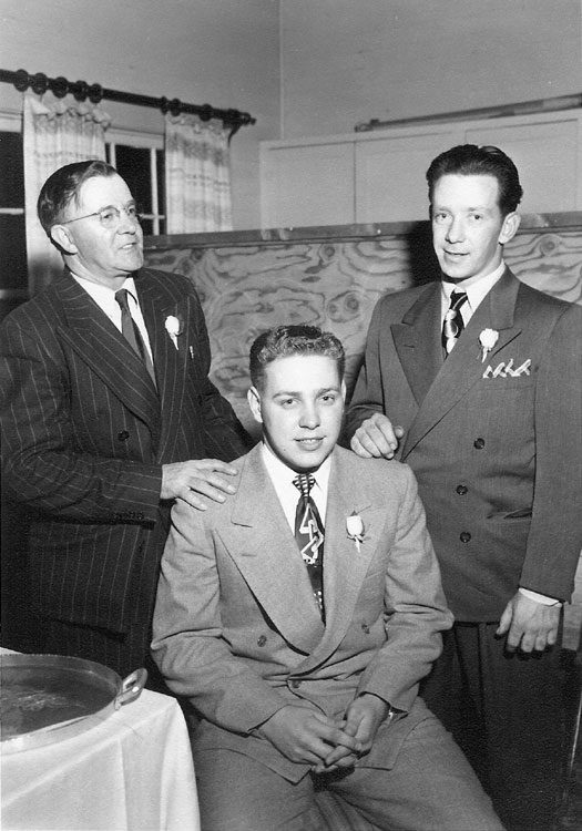 Grandfather, Father, and Gene McClellan at Father's Wedding (1951)