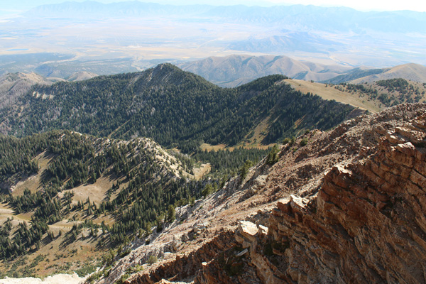 Looking down into Mill Fork from Deseret Peak summit
