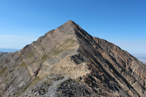 The north ridge and summit of Mount Nebo from near Wolf Pass Peak