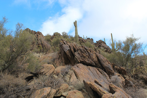 The ridge had mostly stable rock with many class 3 moves