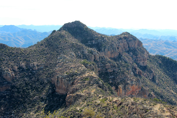 Looking down from my descent of Atascosa Peak towards the Atascosa Lookout