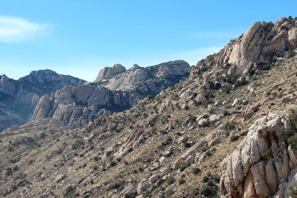 Looking across some southern slopes towards the southern ridge of Coyote Mountain