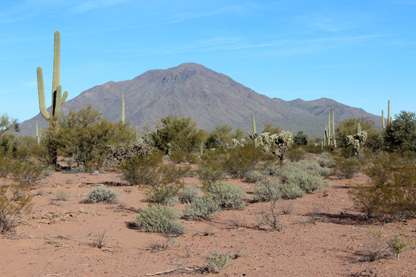 Gu Achi Peak from the approach road from the south