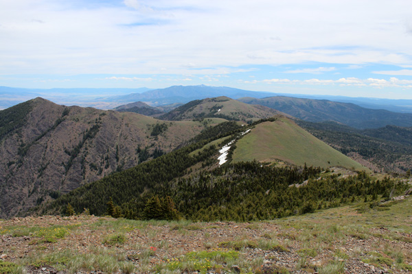 Moon, McClellan, and the Strawberry Mountains from Fields Peak.