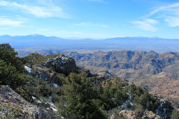 The Rincon Mountains, Agua Caliente Hill, and the Santa Catalina Mountains from Bassett Peak
