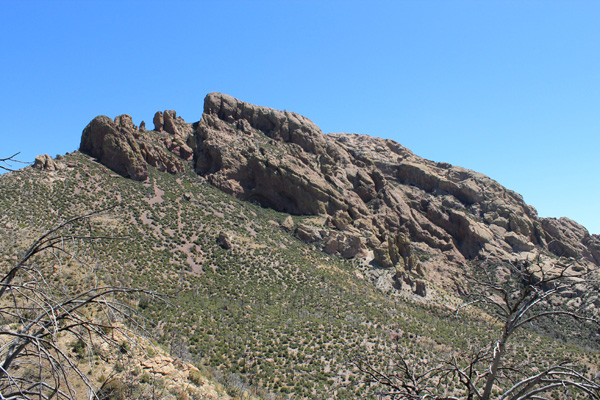 The steep southwest ridge leads to the chin