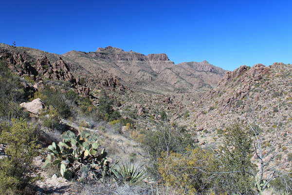 My first view of Superstition Benchmark on the left from the Superstition Ridgeline Trail