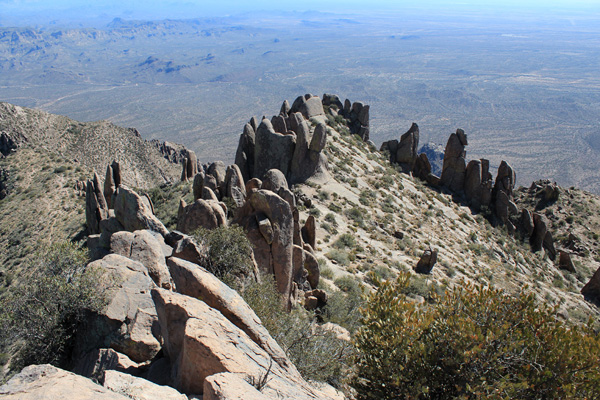 Looking down on the hoodoos from Superstition Benchmark