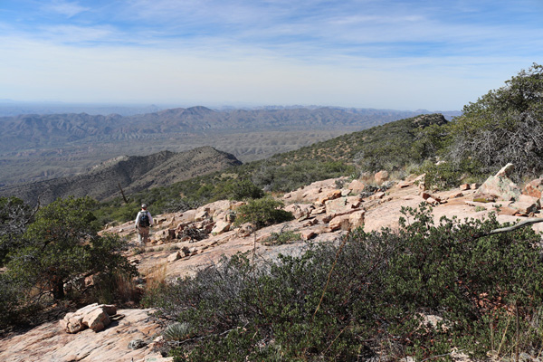 Scott Peavy leading down from high on El Capitan Mountain.