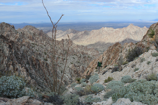 Matthias begins his descent of the northeast gully