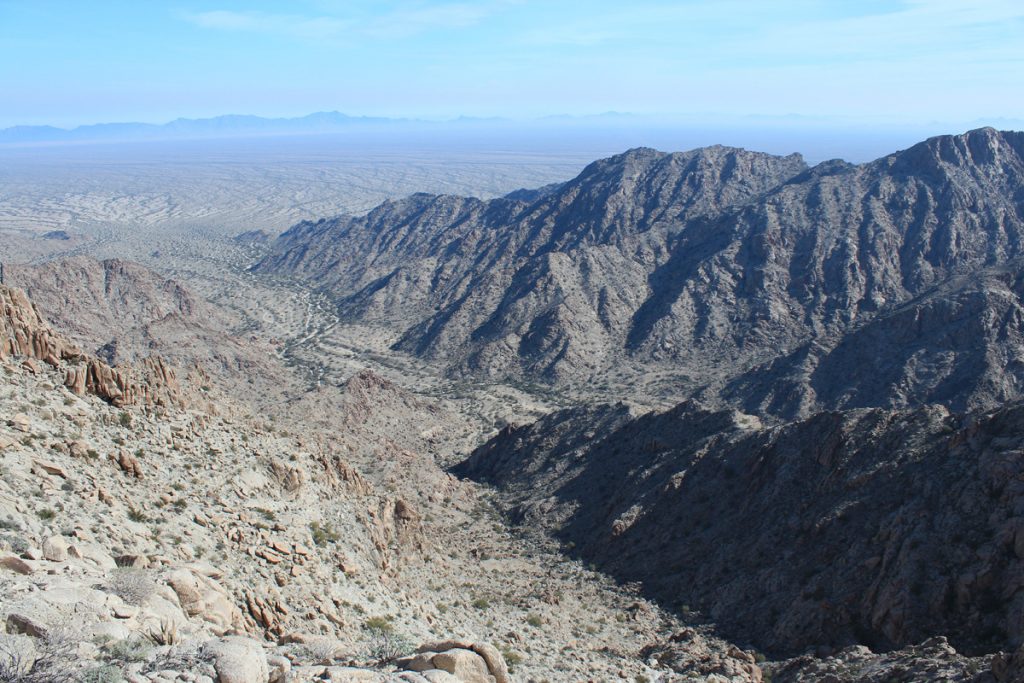 Descending into the east gully