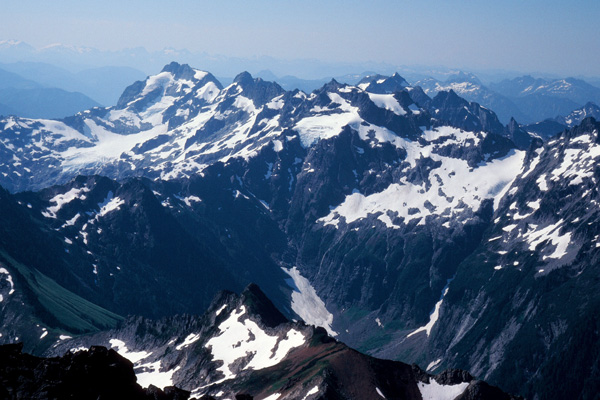 The Monte Cristo peaks from the summit of Sloan Peak