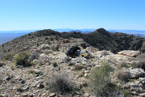 Looking back from the "summit" along the summit ridge towards Harcuvar Benchmark.