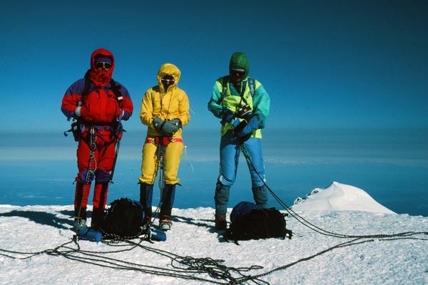 Ray, Linda, and Roy on the summit of Mount Rainier