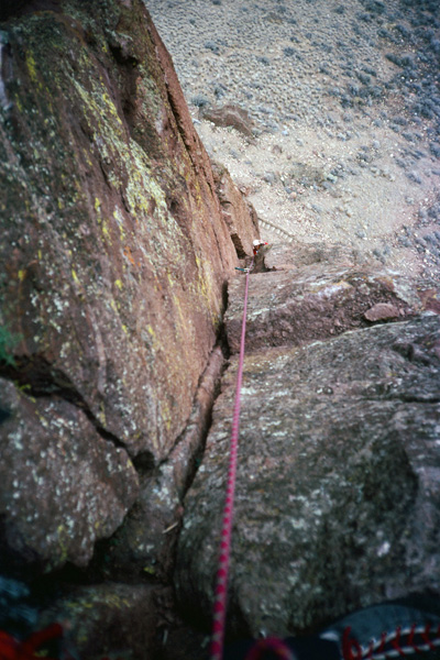 Linda follows me on the second pitch of Moscow, Smith Rock State Park