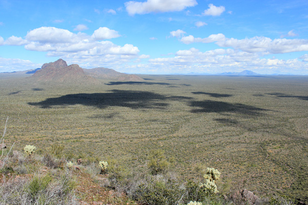 North across the desert floor from high on the trail