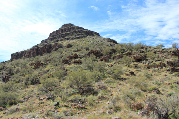 The northeast ridge had good footing and led to passages through short cliff bands