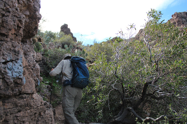 The Northwest Gully opens up to reach the summit plateau