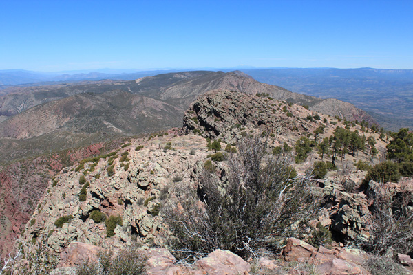 North across the false summit towards snowy Mount Humphreys 90 miles away