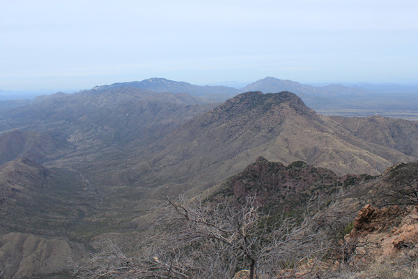 Peak 6403, Kitt Peak, and Coyote Mountain from Mundo Perdido summit