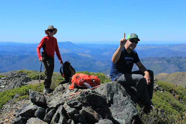 Michael Wanberg and Caleb Morris on the summit of Big Craggies