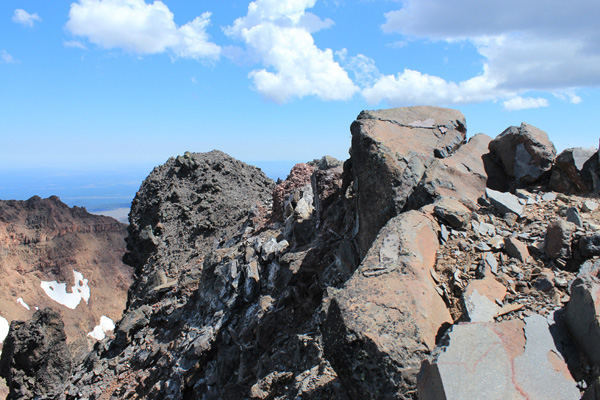The South Peak summit rocks. The rock on the right is highest.