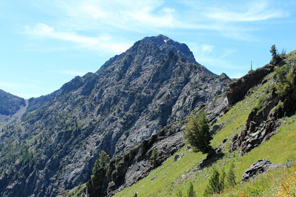A view of Rock Creek Butte, the highpoint of the Elkhorn Mountains, from the trail