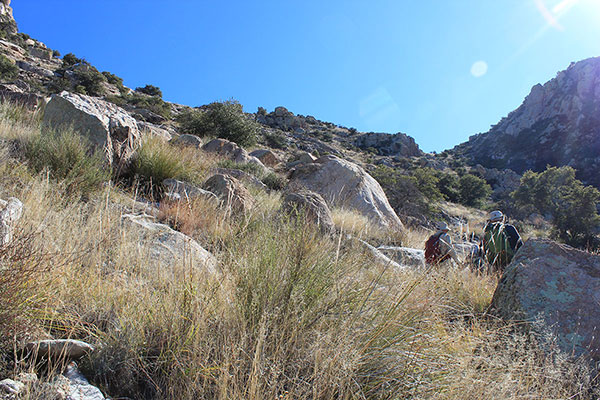 Climbing up the northwest gully of North Star Peak