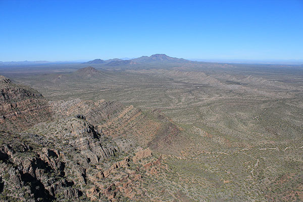 Table Top, highpoint of the Table Top Mountains, to the north