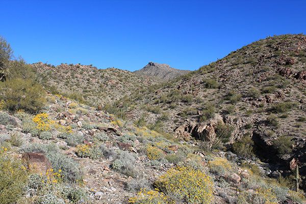 I traverse the south slopes on good footing into the SE Canyon