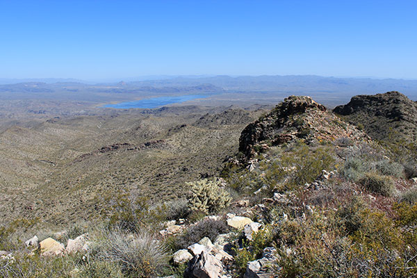 Alamo Lake to the north from the Buckskin Benchmark summit