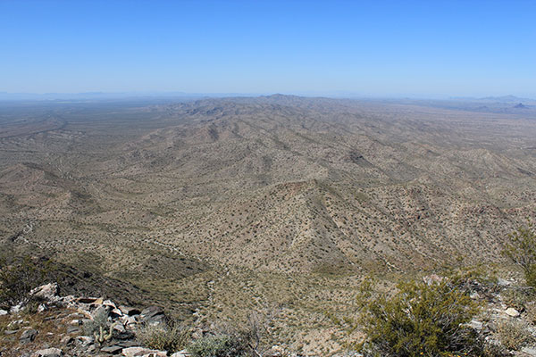 Southwest across the Buckskin Mountains from the Buckskin Benchmark summit