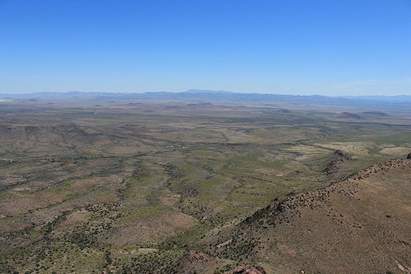 The Peloncillo Mountains and New Mexico to the east from the South College Peak summit