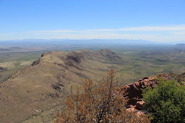 Southeast across the San Bernardino Valley towards Mexico from the South College Peak summit