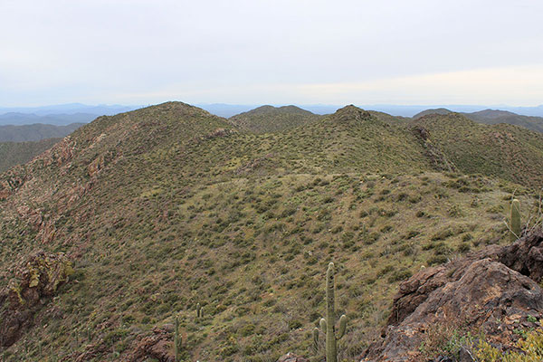 View southwest from Como Benchmark summit, with Peak 4545 on the left