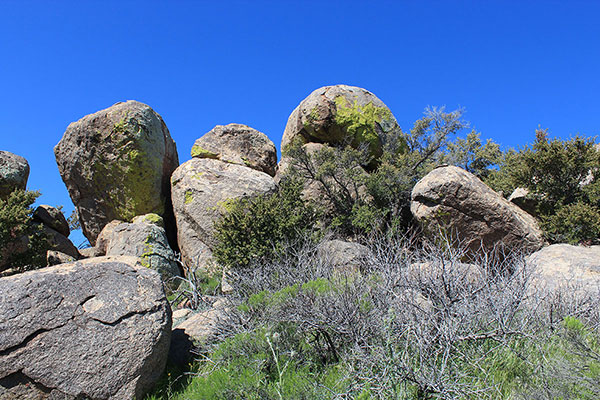 The large boulder in the center is the highpoint of the Date Creek Mountains