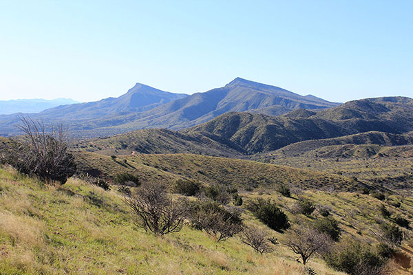 East Cedar Mountain (L) and West Cedar Mountain (R) from Bloody Basin Road