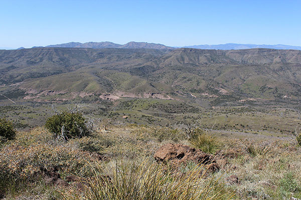 Looking down the west ridge towards my Jeep hidden from view