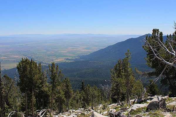 From Peak 8566 the Baker Valley lies below with Baker City just visible beyond the shoulder of Hunt Mountain