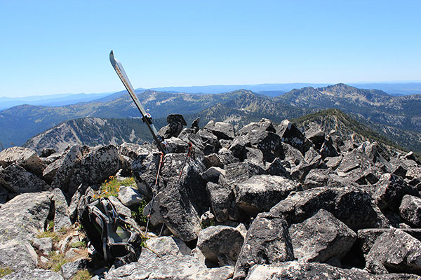 The summit of Twin Mountain with skis left here years ago to memorialize a lost friend
