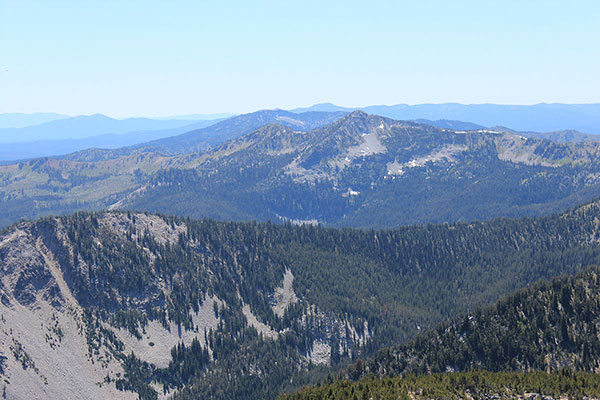 Mount Ruth, Mount Ireland, and distant Vinegar Hill lined up from Twin Mountain