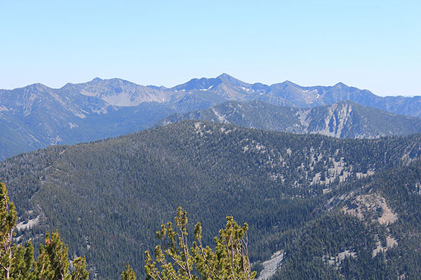 Rock Creek Butte, the highpoint of the Elkhorn Mountains, to the south from Twin Mountain