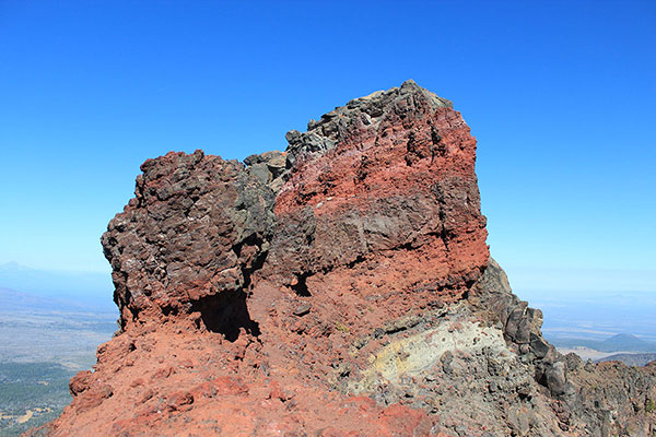 The Broken Top summit from the start of the "catwalk" above the Crook Glacier far below