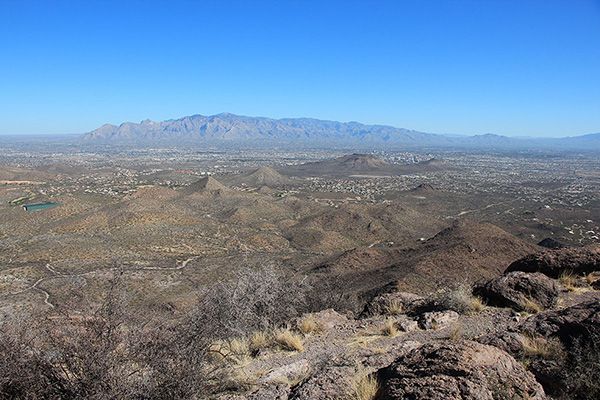 The Catalina Mountains and Tucson from the Cat Mountain summit