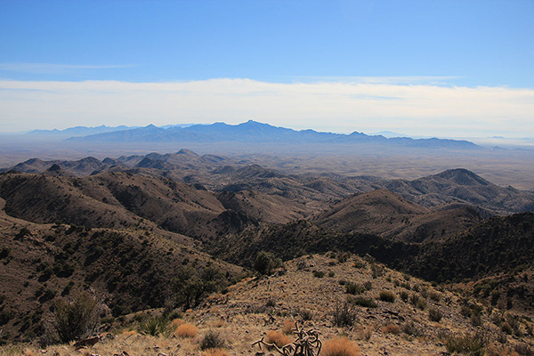 The view south included the Dos Cabezas and Chiricahua Mountains