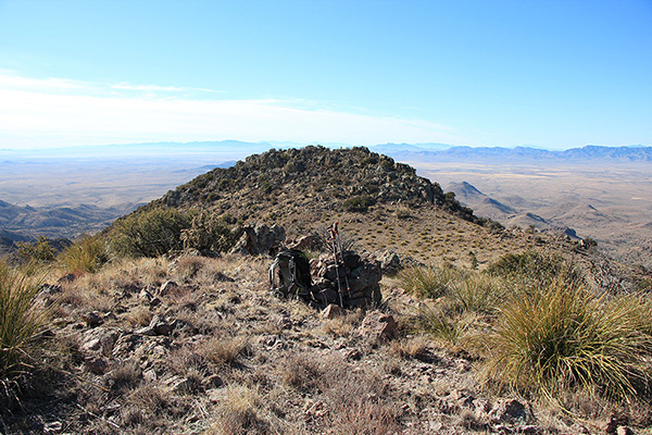 Looking southwest to Grease Benchmark from the summit of Greasewood Mountain