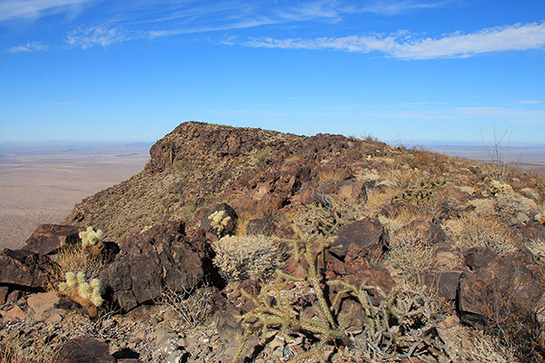 The Growler Peak summit, overlooking the Growler Valley to the left