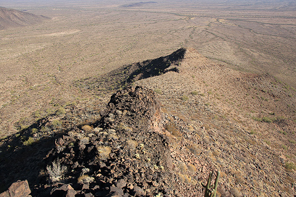 We were stopped at the prow below, then descended to the lower left to get around it