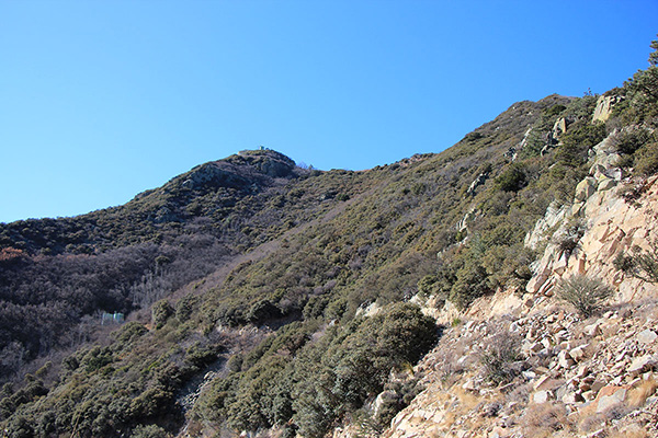 The view of the summit from where I gained the road