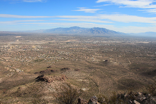 The City of Oro Valley and the Santa Catalina Mountains from the Safford Peak summit